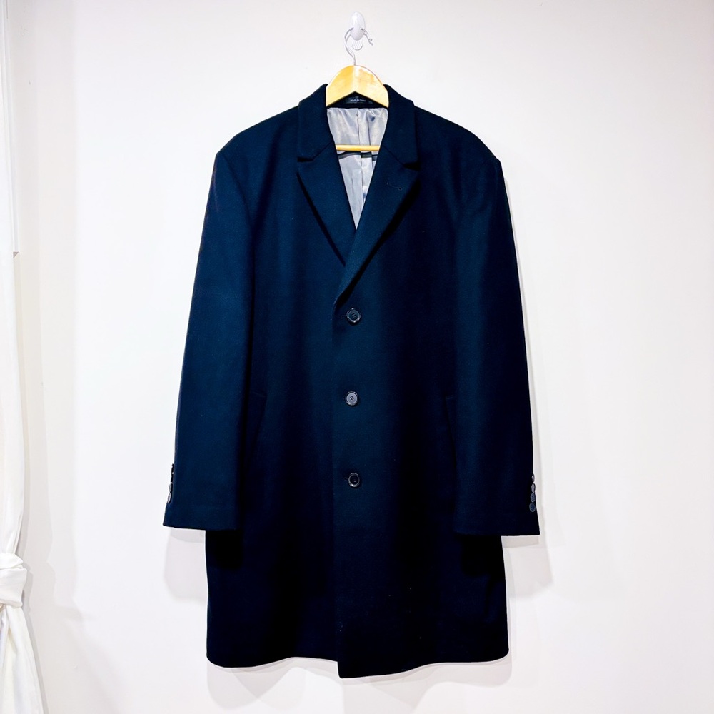 CALVIN KLEIN Men's Black Wool Cashmere‎ Long Overcoat | Size 44R